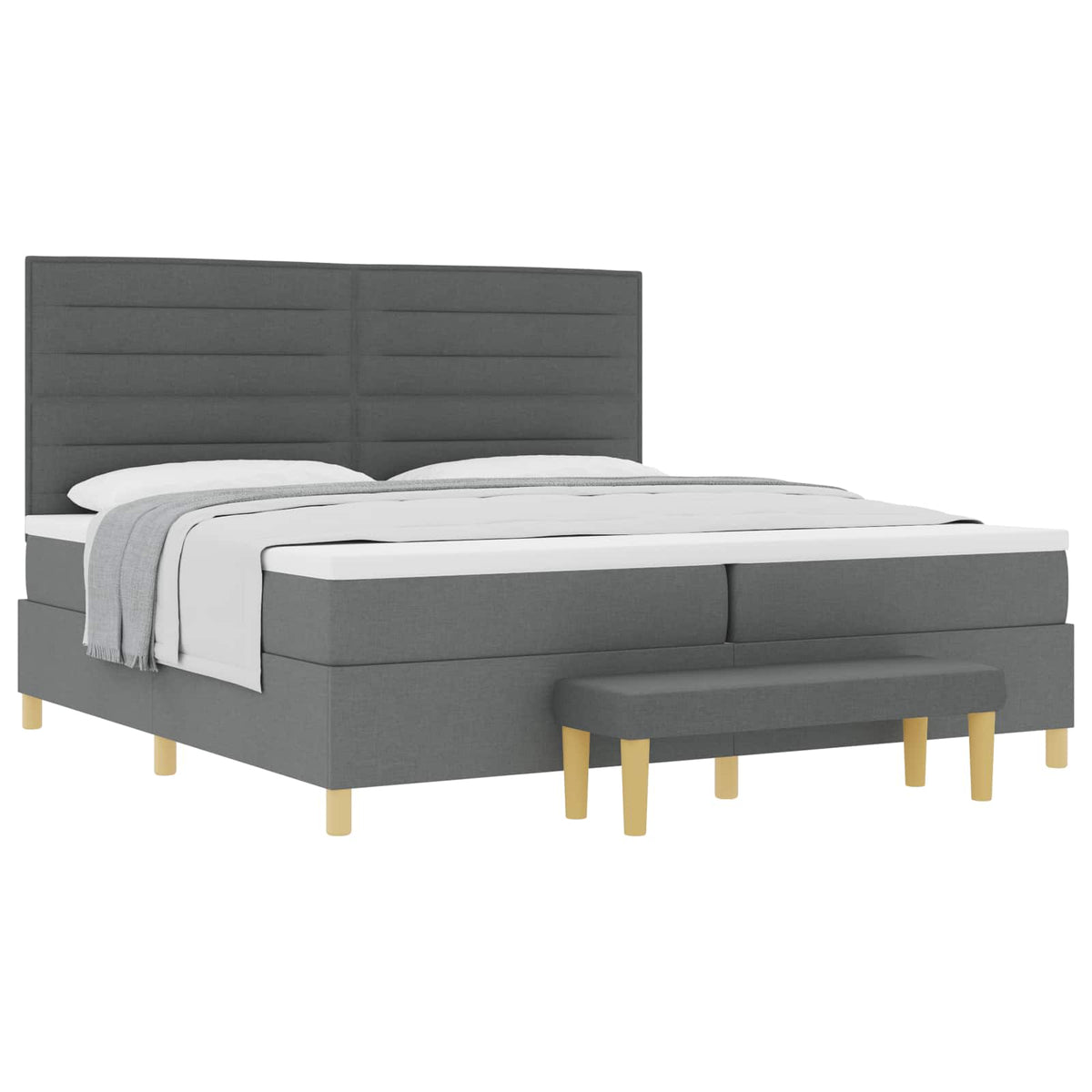 Boxspringbett mit Matratze Dunkelgrau 200 x 200 cm Stoff