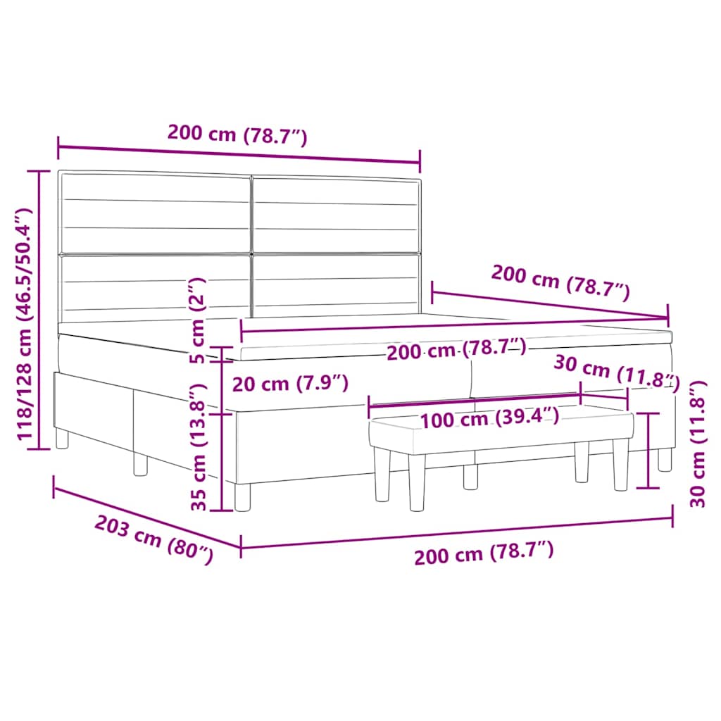 Boxspringbett mit Matratze Dunkelgrau 200 x 200 cm Stoff