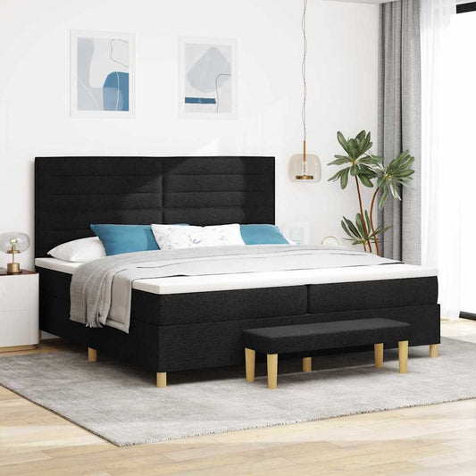 Boxspringbett mit Matratze Schwarz 200 x 200 cm Stoff