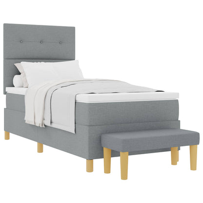 Boxspringbett mit Kopfteil Hellgrau 200 x 80 cm Stoff