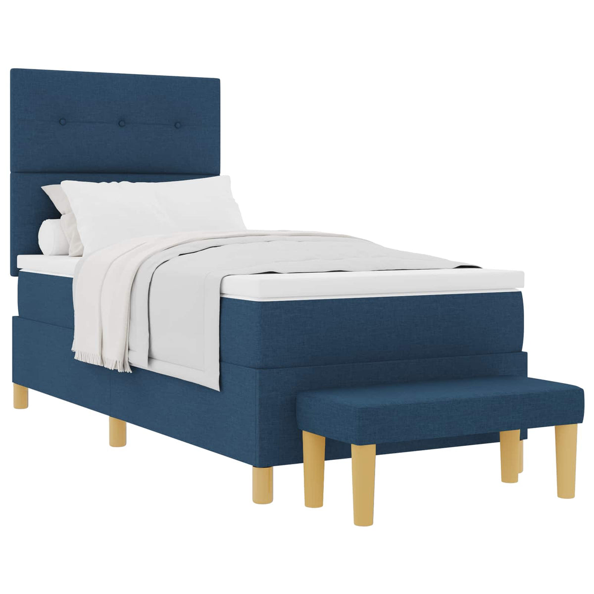 Boxspringbett mit Kissen mit Kopfteil Blau 200 x 80 cm Stoff