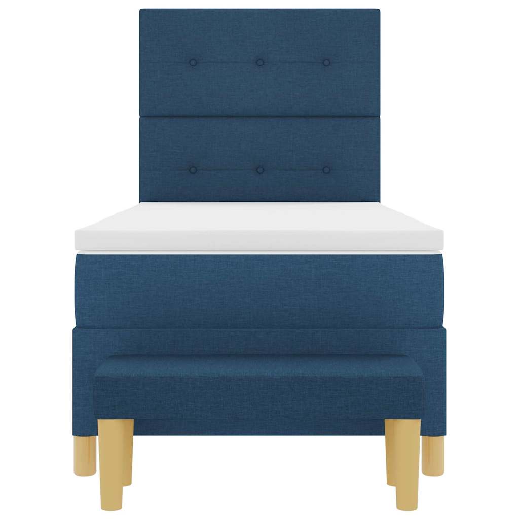Boxspringbett mit Kissen mit Kopfteil Blau 200 x 80 cm Stoff