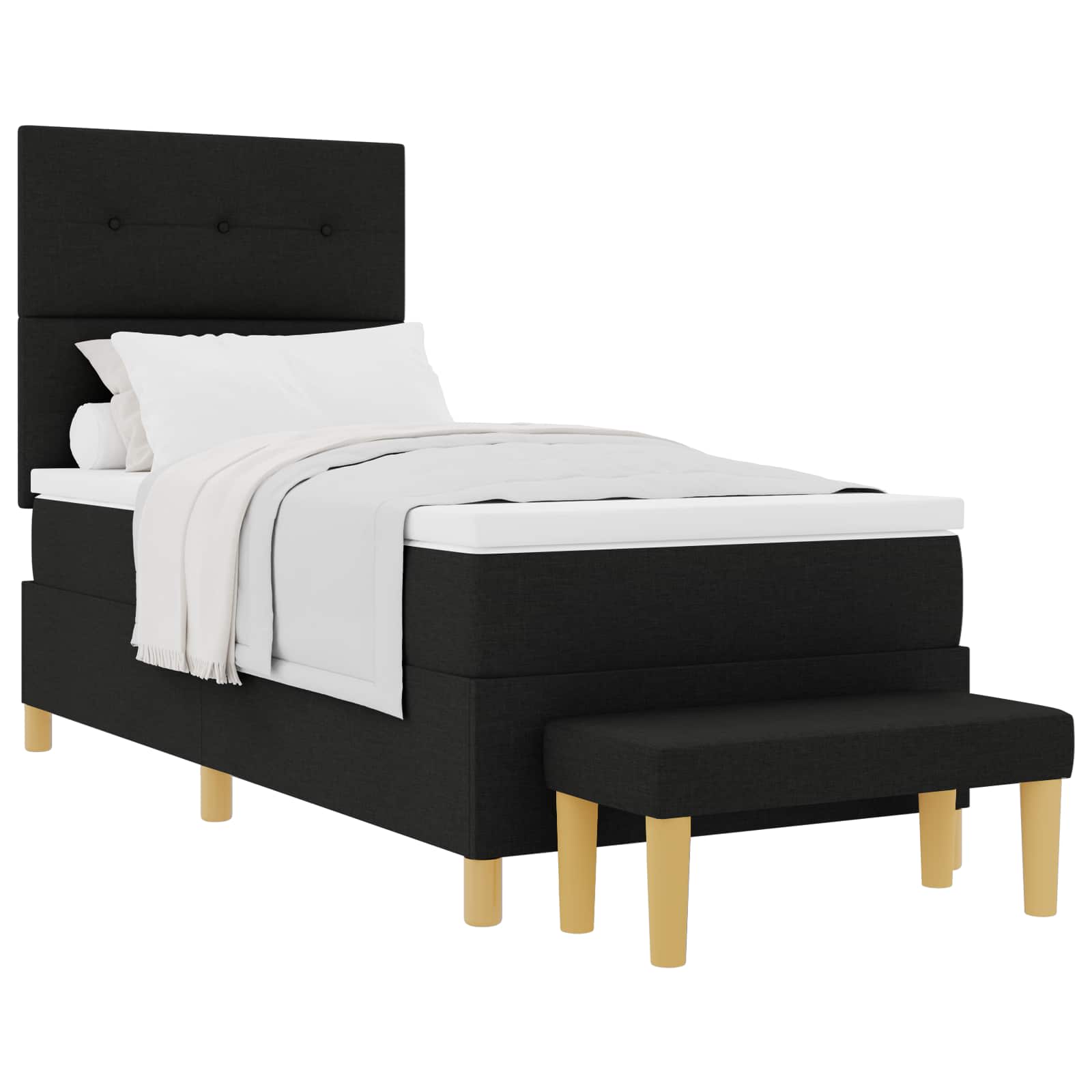 Boxspringbett mit Kopfteil Schwarz 190 x 90 cm Stoff