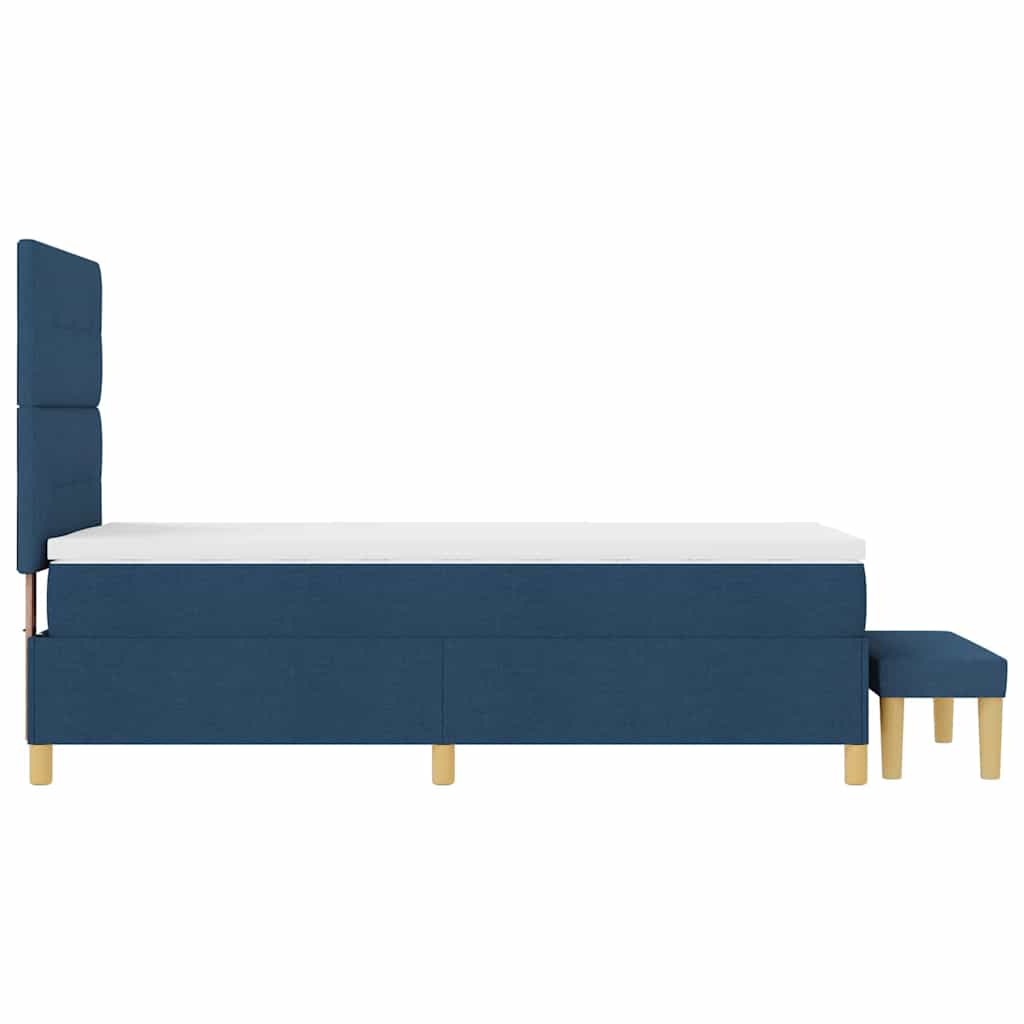 Boxspringbett mit Kopfteil Blau 190 x 90 cm Stoff