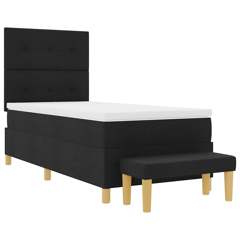 Boxspringbett mit Kopfteil Schwarz 200 x 90 cm Stoff