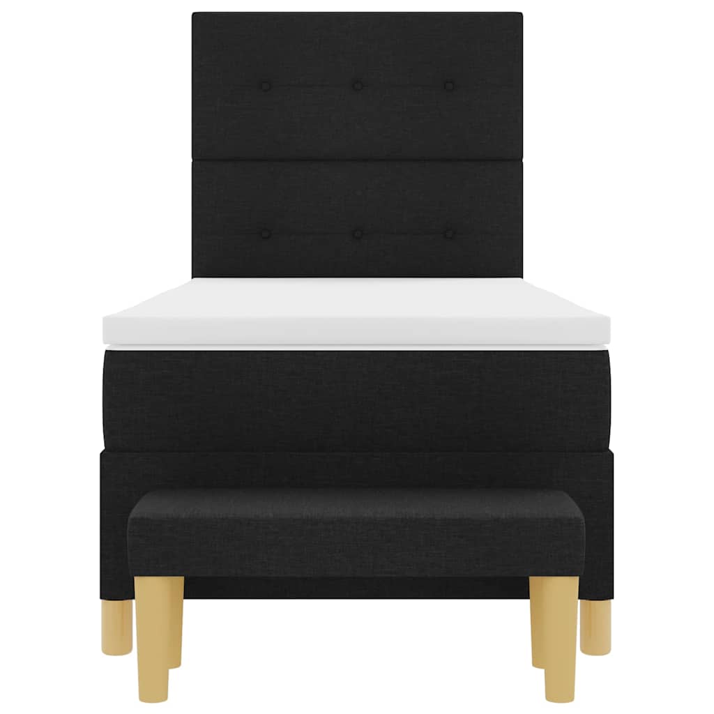 Boxspringbett mit Kopfteil Schwarz 200 x 90 cm Stoff