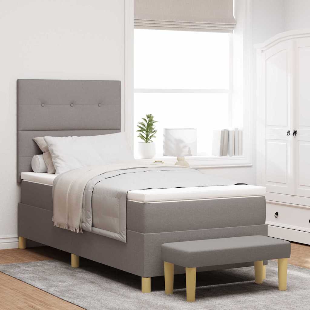 Boxspringbett mit Kissen mit Kopfteil Taupe 200 x 90 cm Stoff