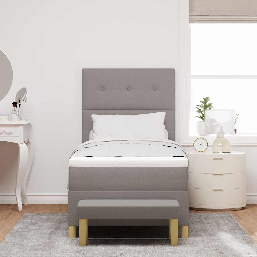 Boxspringbett mit Kissen mit Kopfteil Taupe 200 x 90 cm Stoff