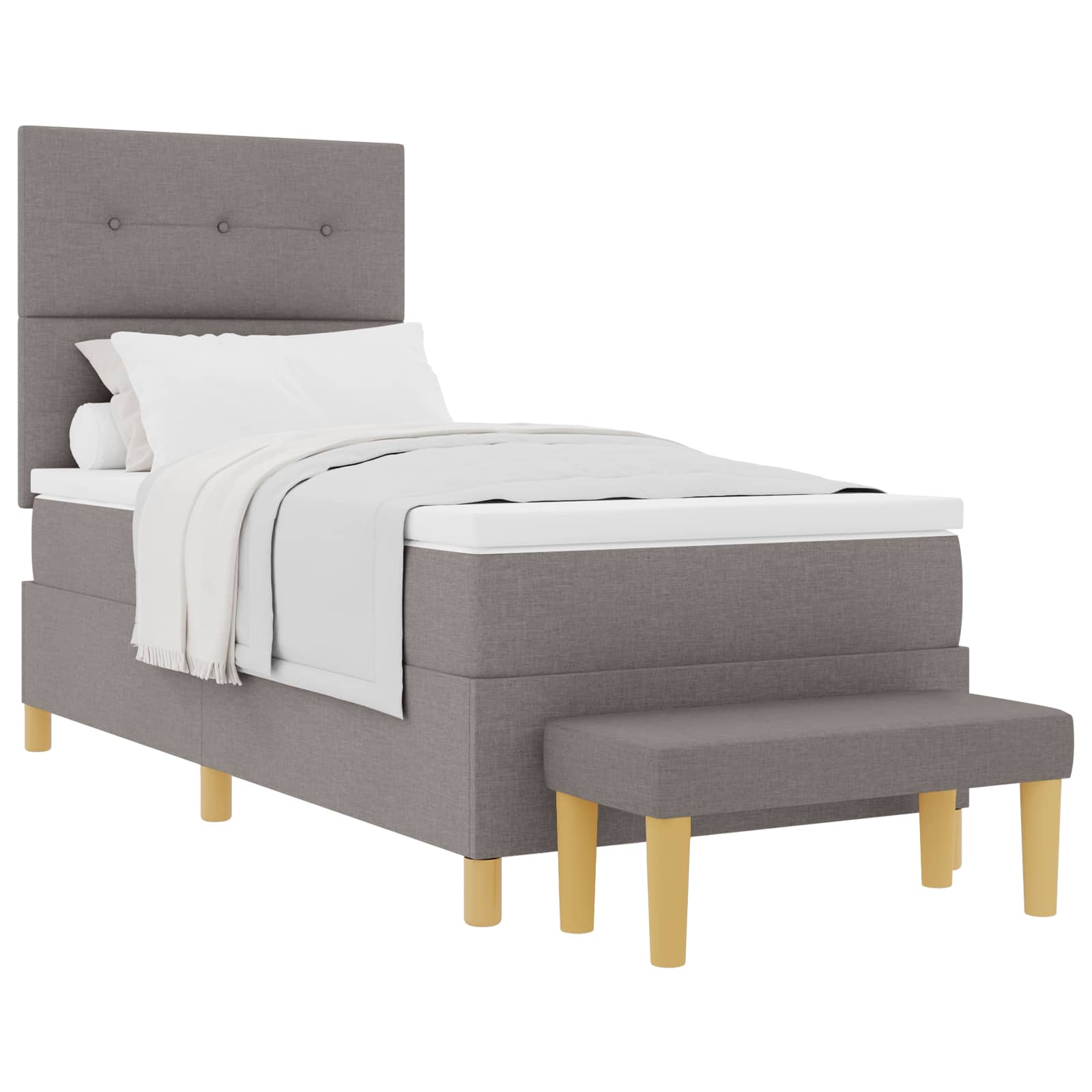 Boxspringbett mit Kissen mit Kopfteil Taupe 200 x 90 cm Stoff