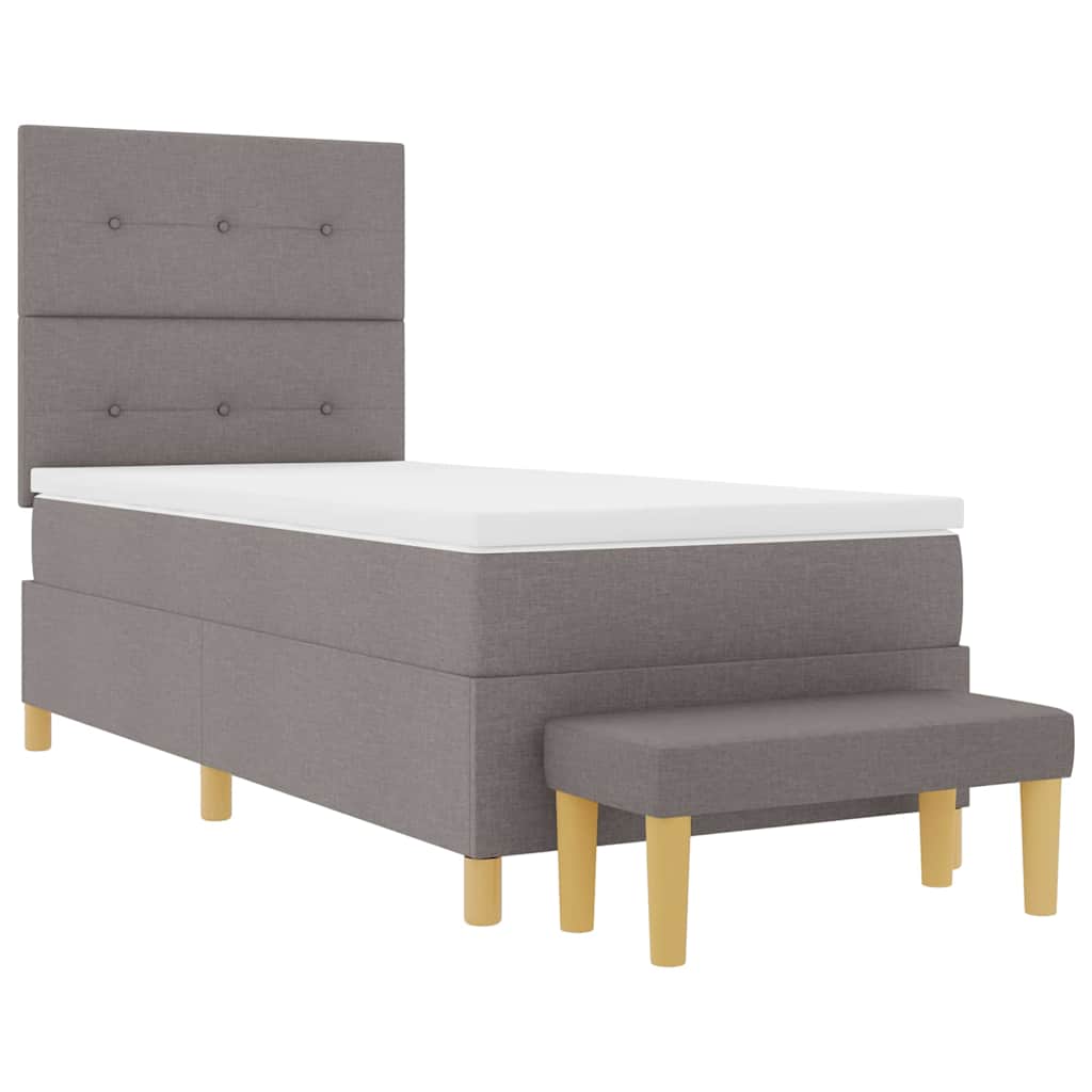 Boxspringbett mit Kissen mit Kopfteil Taupe 200 x 90 cm Stoff