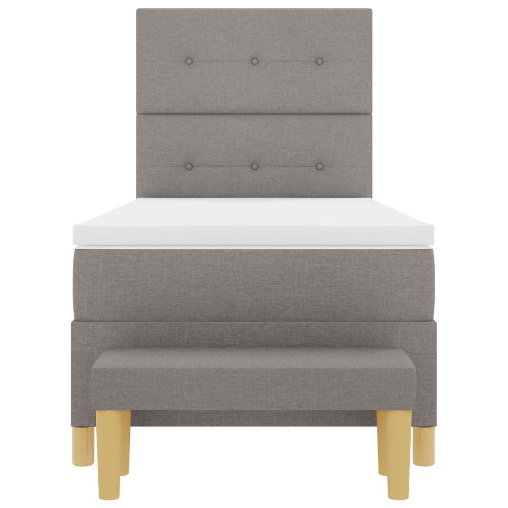 Boxspringbett mit Kissen mit Kopfteil Taupe 200 x 90 cm Stoff
