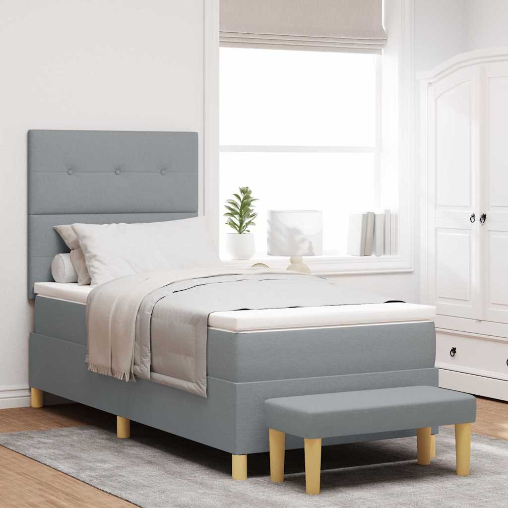 Boxspringbett mit Kopfteil Hellgrau 200 x 100 cm Stoff