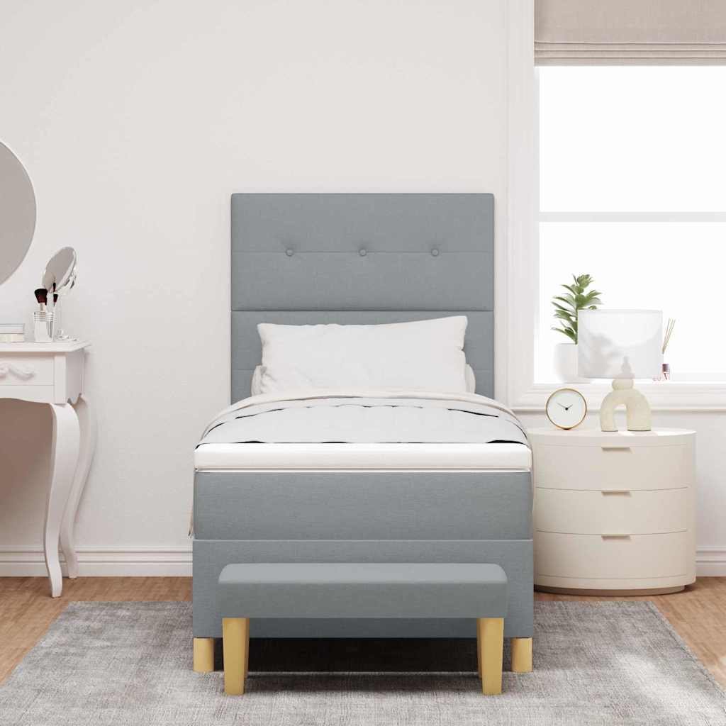 Boxspringbett mit Kopfteil Hellgrau 200 x 100 cm Stoff