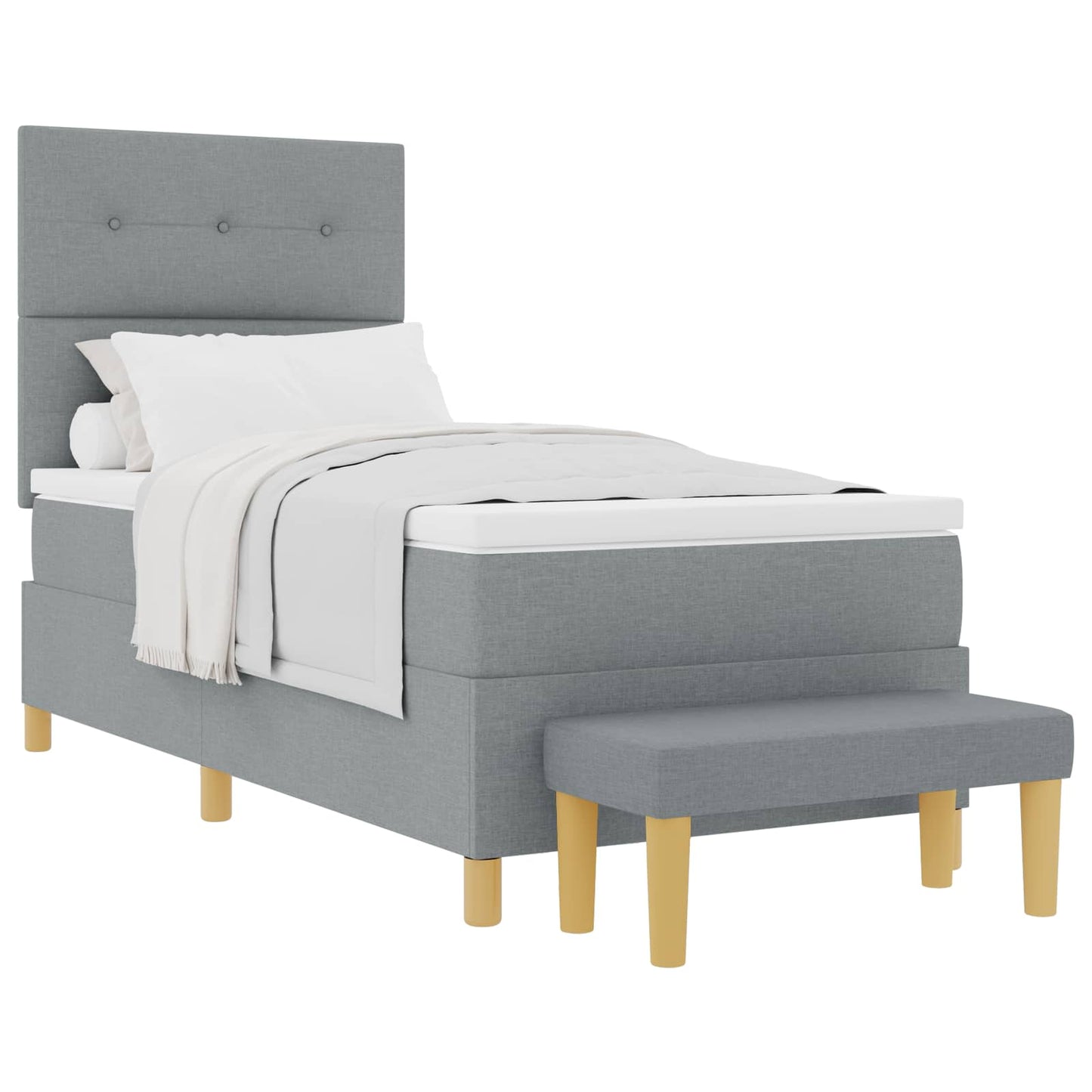 Boxspringbett mit Kopfteil Hellgrau 200 x 100 cm Stoff