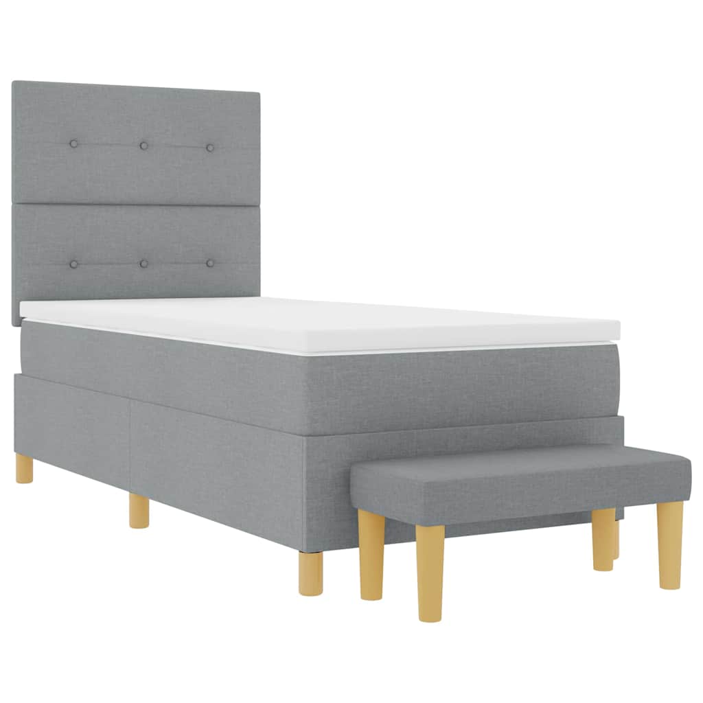 Boxspringbett mit Kopfteil Hellgrau 200 x 100 cm Stoff