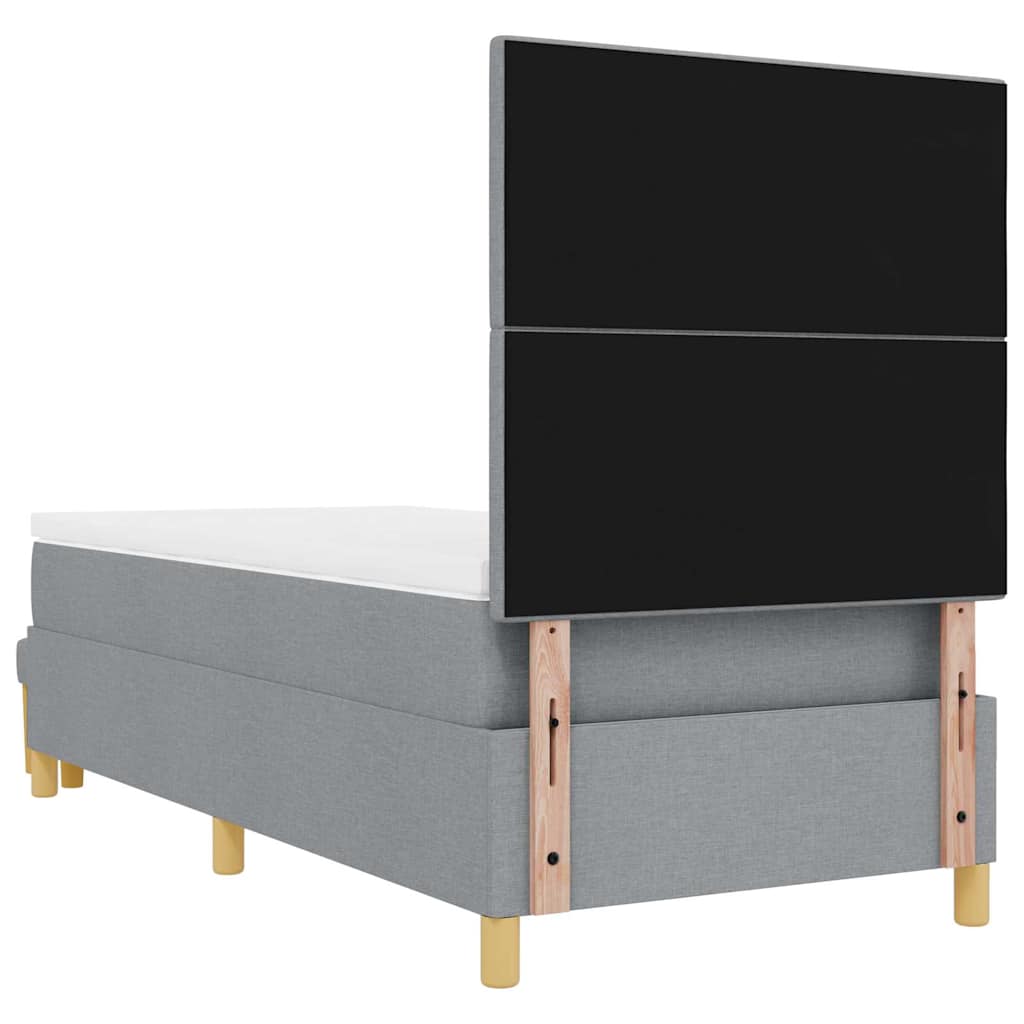 Boxspringbett mit Kopfteil Hellgrau 200 x 100 cm Stoff