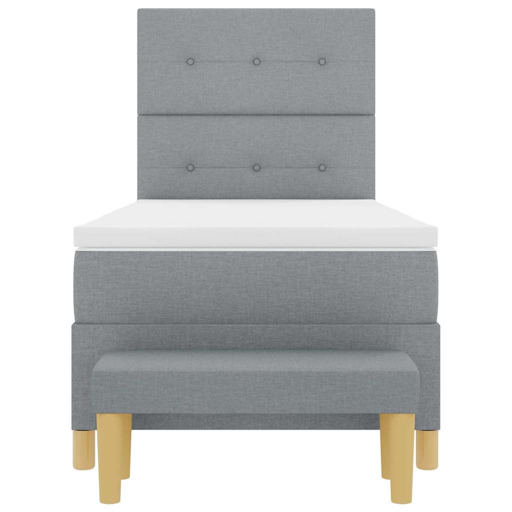 Boxspringbett mit Kopfteil Hellgrau 200 x 100 cm Stoff