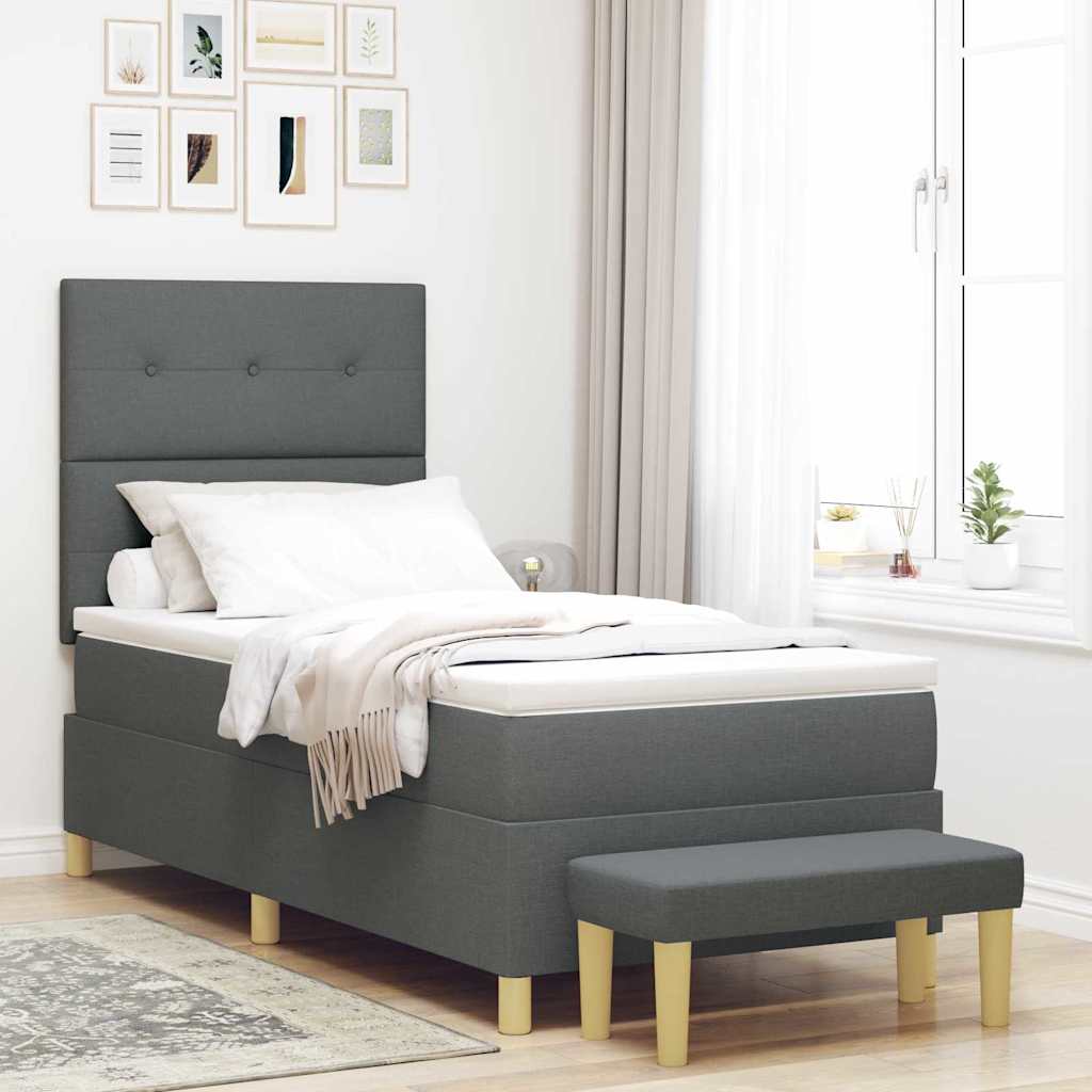 Boxspringbett mit Kopfteil Dunkelgrau 200 x 100 cm Stoff