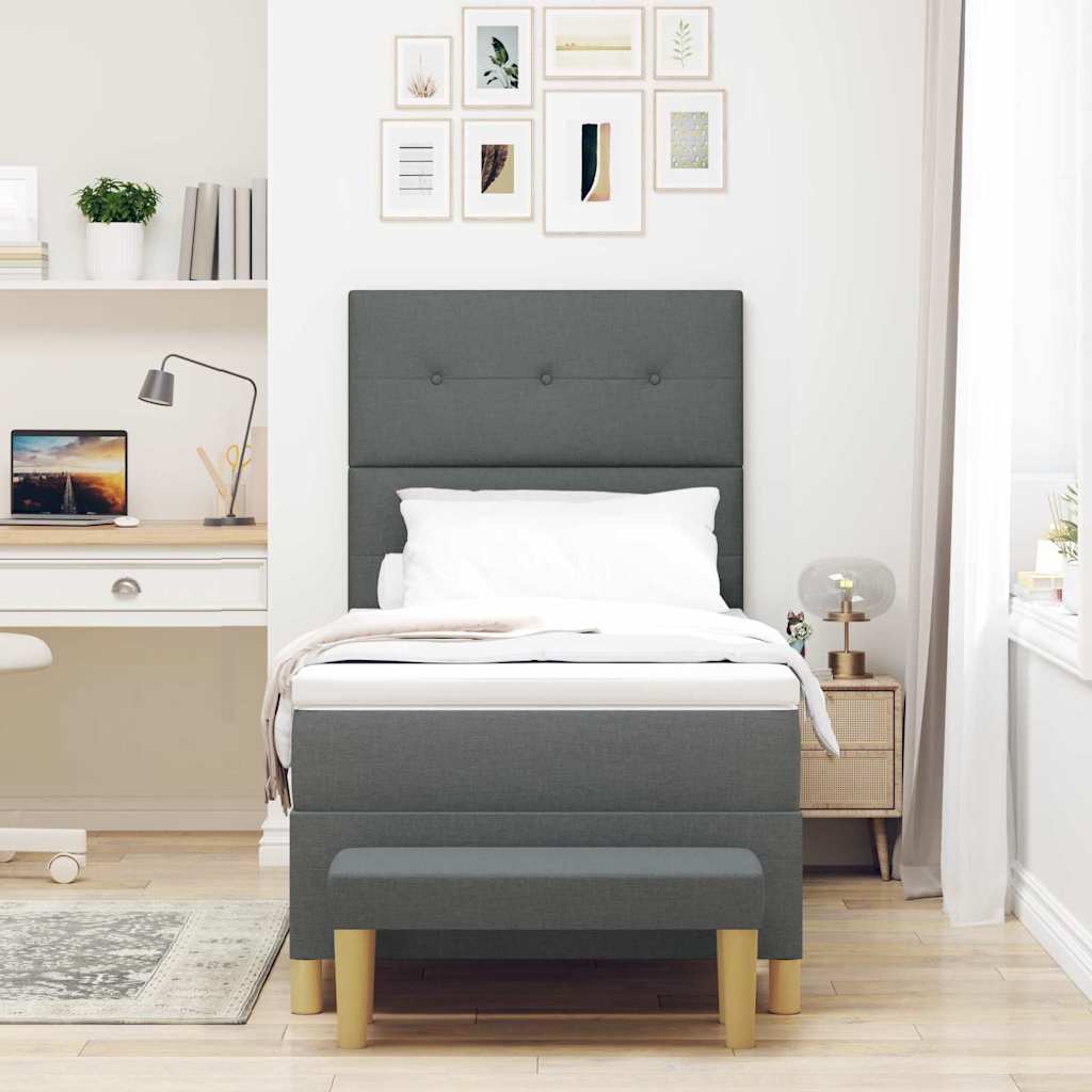 Boxspringbett mit Kopfteil Dunkelgrau 200 x 100 cm Stoff