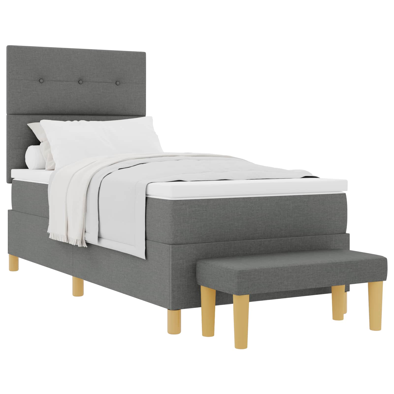 Boxspringbett mit Kopfteil Dunkelgrau 200 x 100 cm Stoff