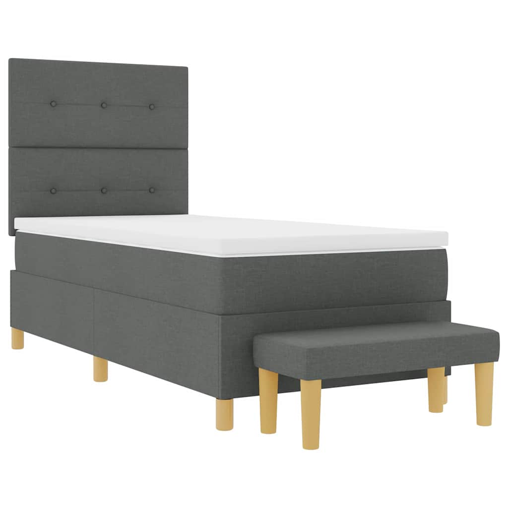 Boxspringbett mit Kopfteil Dunkelgrau 200 x 100 cm Stoff