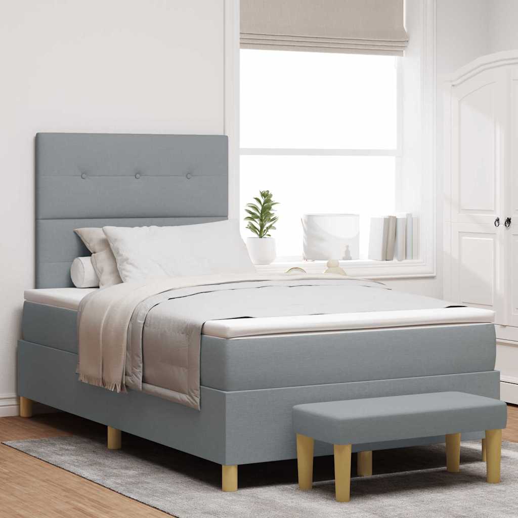 Boxspringbett mit Kopfteil Hellgrau 190 x 120 cm Stoff