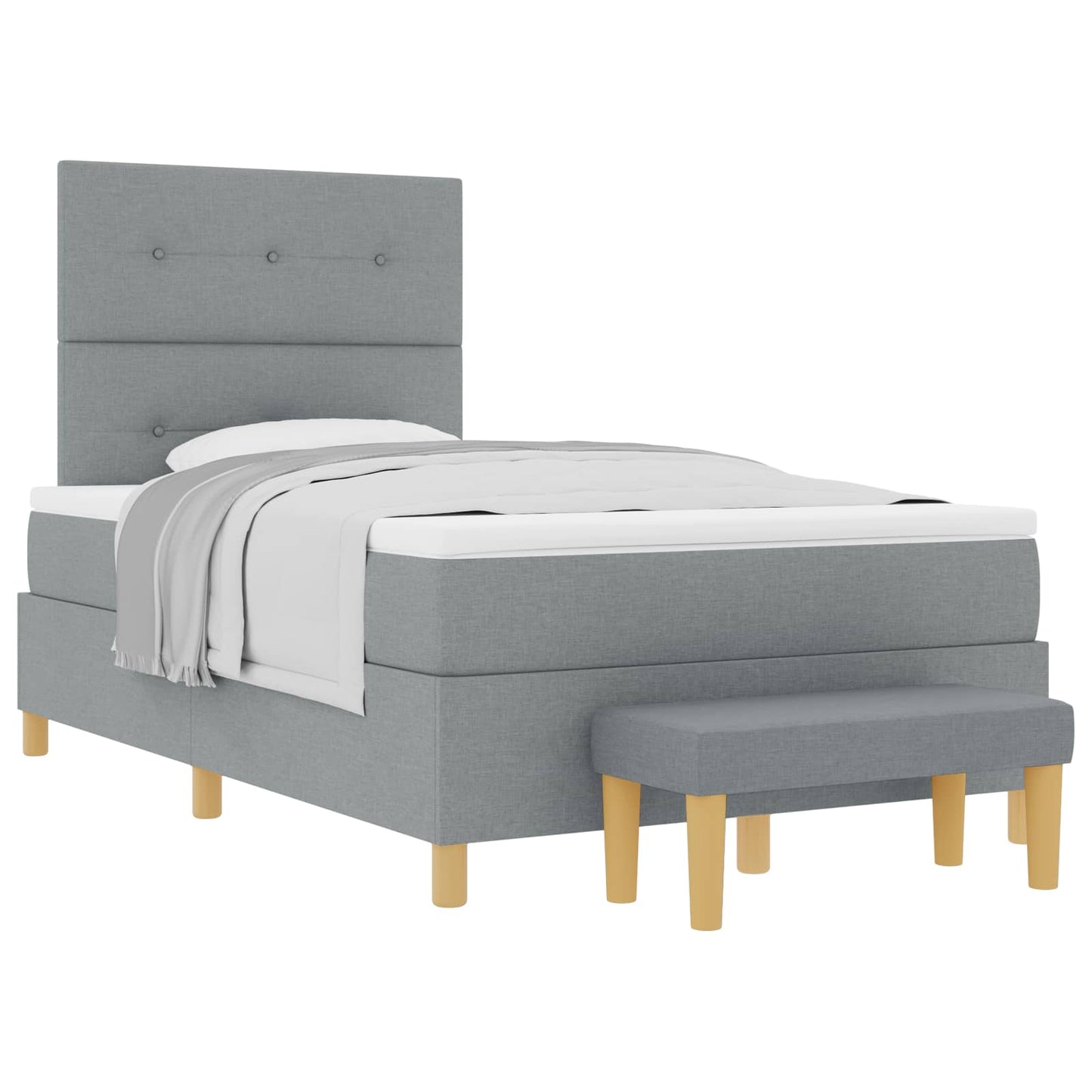 Boxspringbett mit Kopfteil Hellgrau 190 x 120 cm Stoff