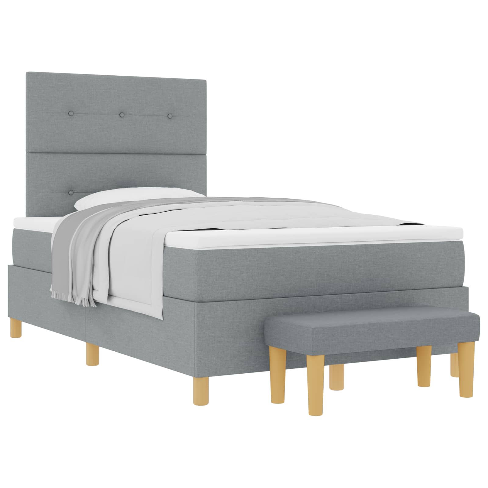 Boxspringbett mit Kopfteil Hellgrau 190 x 120 cm Stoff