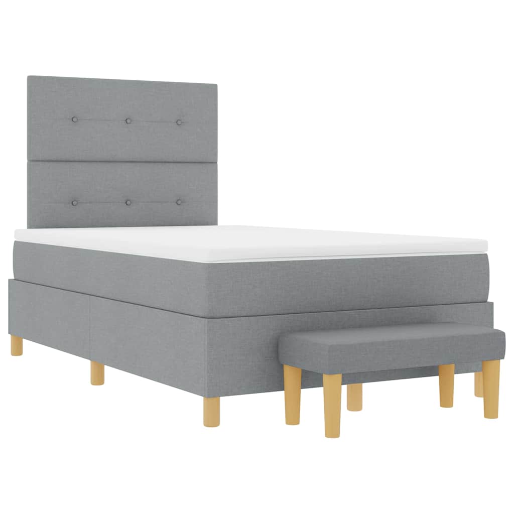 Boxspringbett mit Kopfteil Hellgrau 190 x 120 cm Stoff