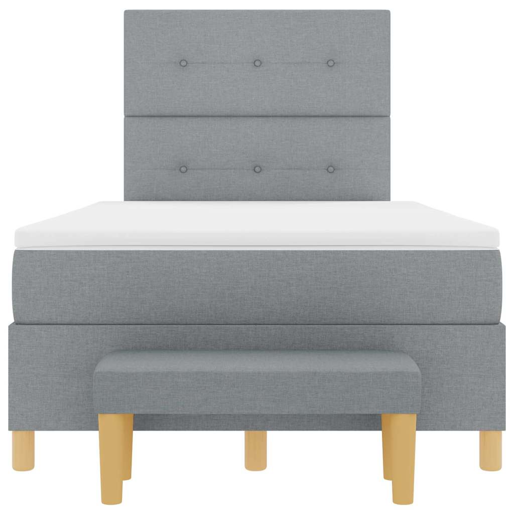 Boxspringbett mit Kopfteil Hellgrau 190 x 120 cm Stoff