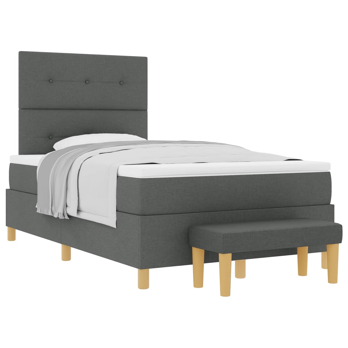 Boxspringbett mit Kopfteil Dunkelgrau 190 x 120 cm Stoff