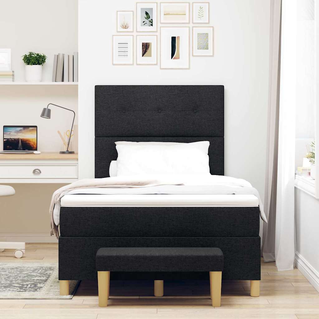 Boxspringbett mit Kopfteil Schwarz 190 x 120 cm Stoff
