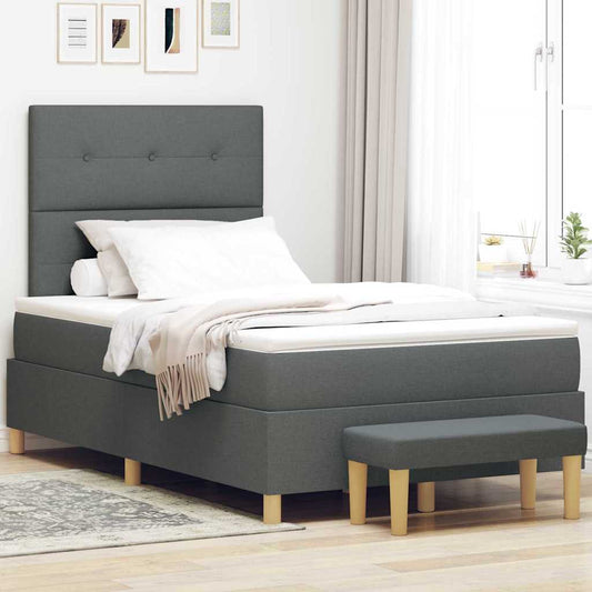 Boxspringbett mit Matratze Dunkelgrau 120 x 200 cm Stoff