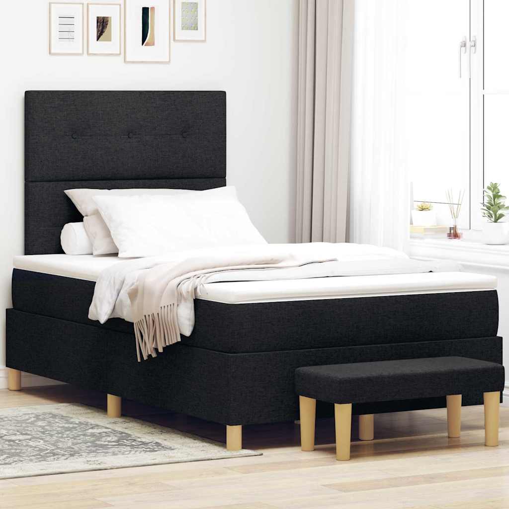 Boxspringbett mit Kopfteil Schwarz 200 x 120 cm Stoff