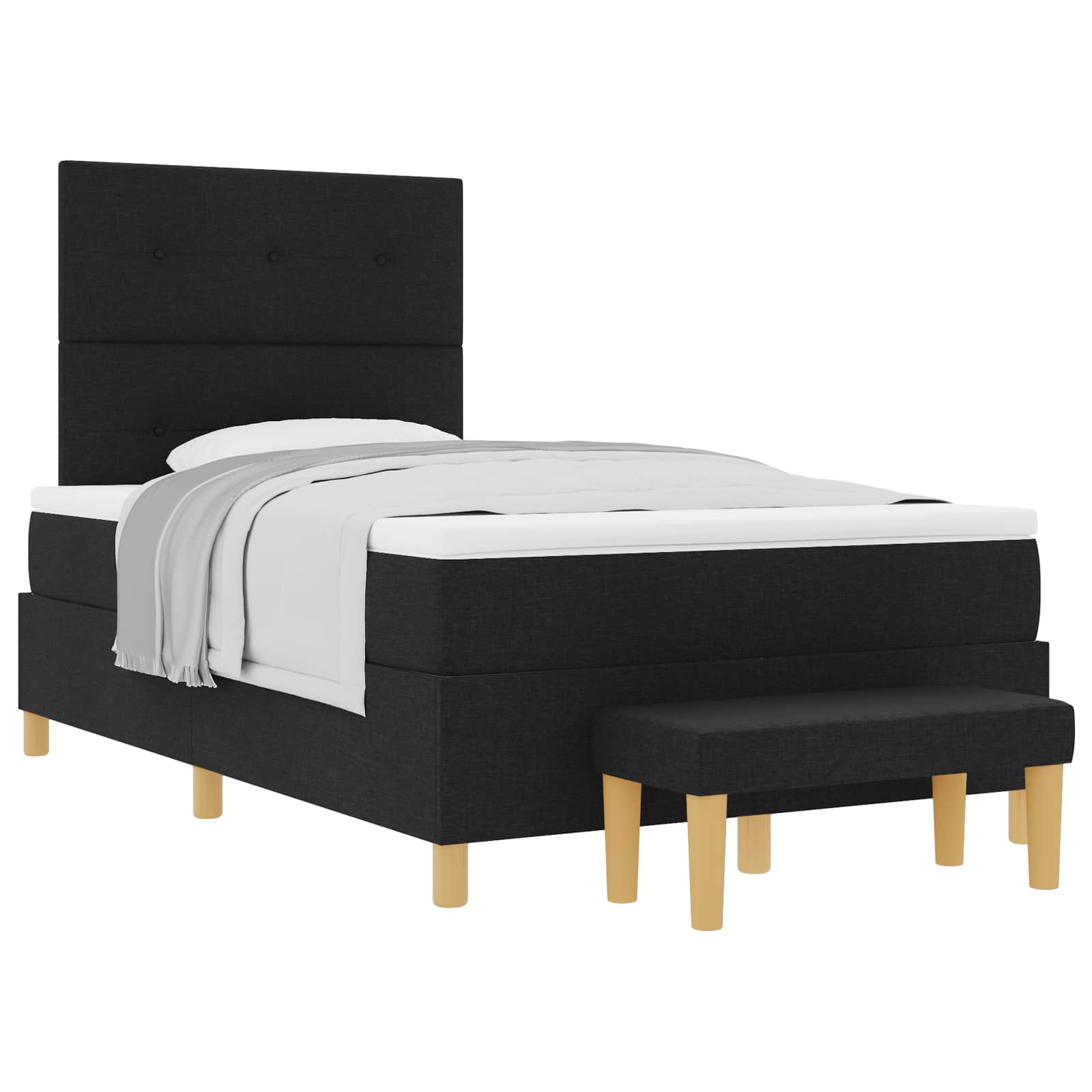 Boxspringbett mit Kopfteil Schwarz 200 x 120 cm Stoff
