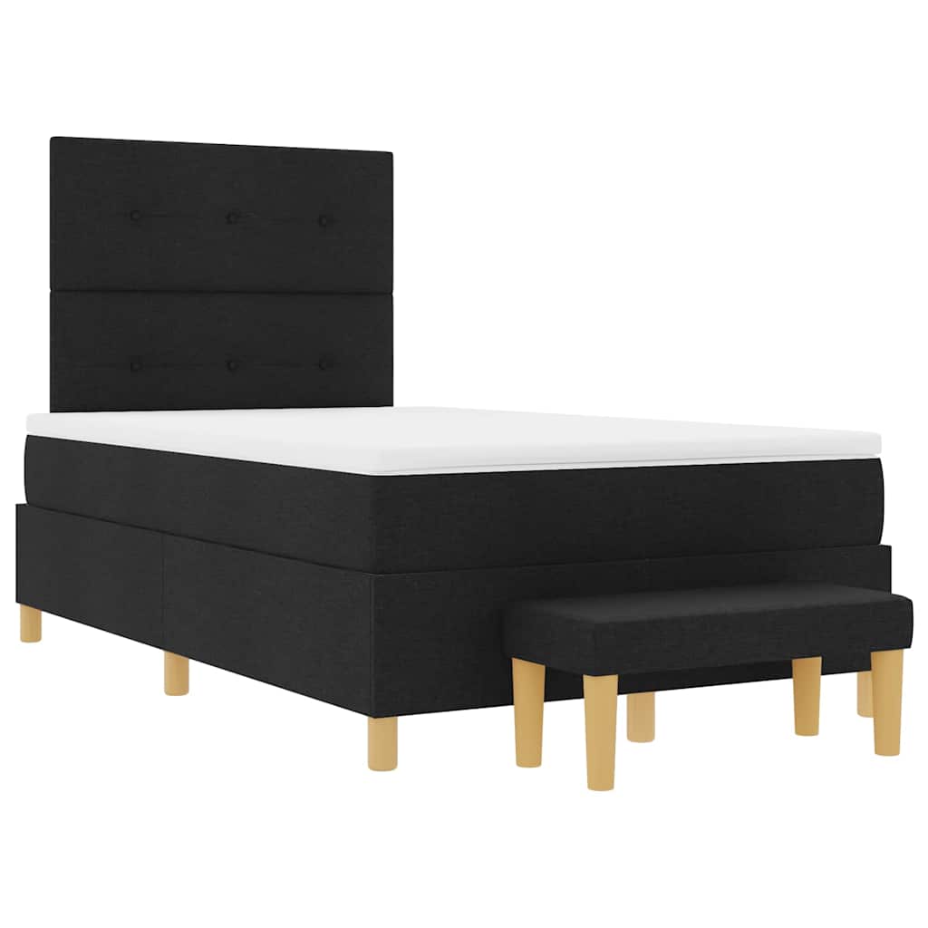 Boxspringbett mit Kopfteil Schwarz 200 x 120 cm Stoff