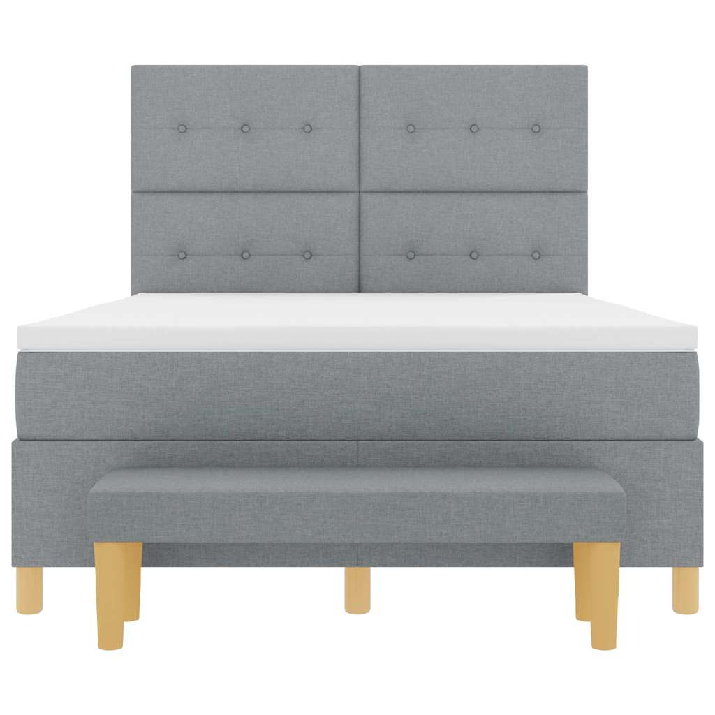 Boxspringbett mit Kopfteil Hellgrau 190 x 140 cm Stoff