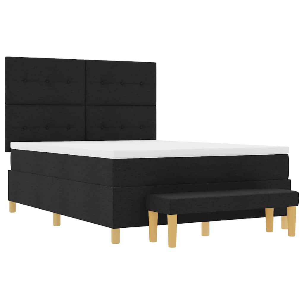 Boxspringbett mit Kopfteil Schwarz 190 x 140 cm Stoff