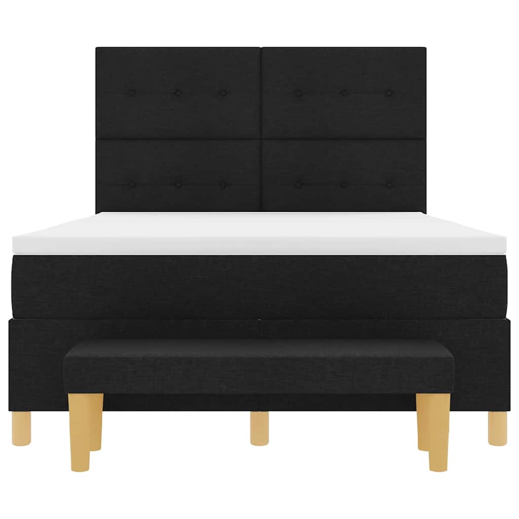 Boxspringbett mit Kopfteil Schwarz 190 x 140 cm Stoff