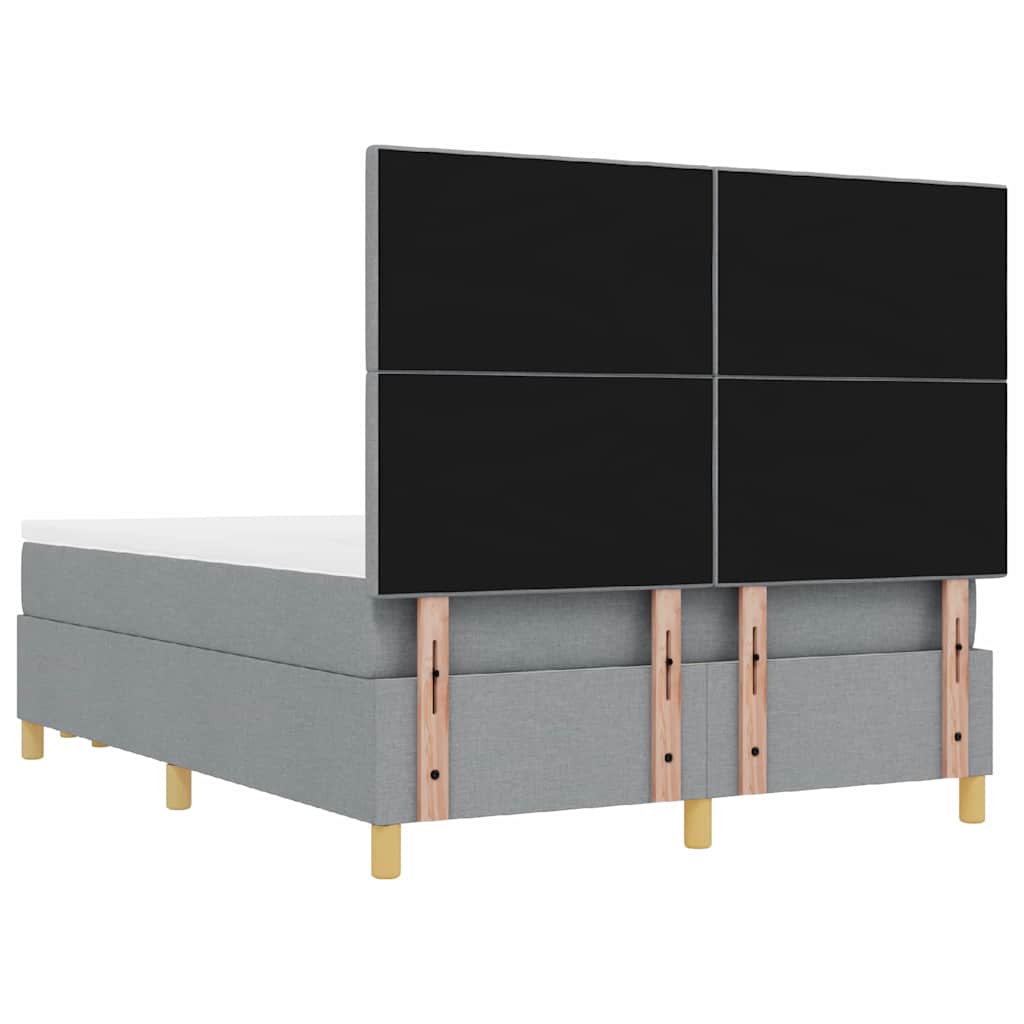 Boxspringbett mit Kopfteil Hellgrau 200 x 140 cm Stoff