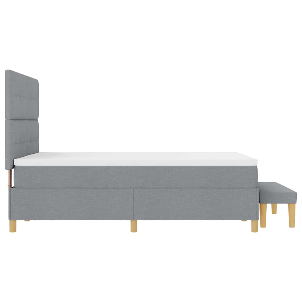 Boxspringbett mit Kopfteil Hellgrau 200 x 140 cm Stoff