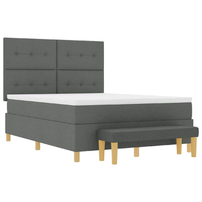 Boxspringbett mit Kissen Dunkelgrau 200 x 140 cm Stoff