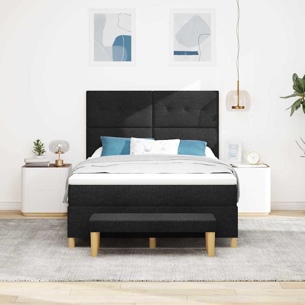Boxspringbett mit Kopfteil Schwarz 200 x 140 cm Stoff