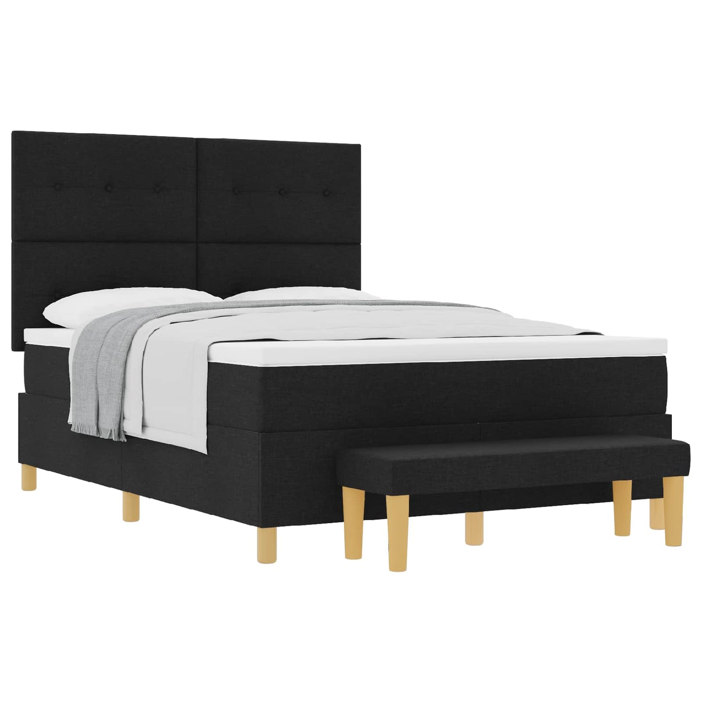 Boxspringbett mit Kopfteil Schwarz 200 x 140 cm Stoff