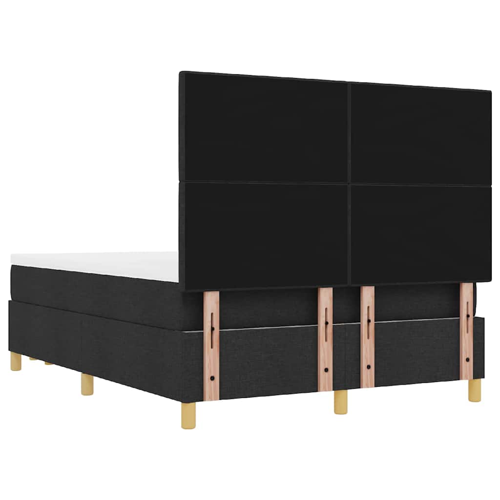 Boxspringbett mit Kopfteil Schwarz 200 x 140 cm Stoff