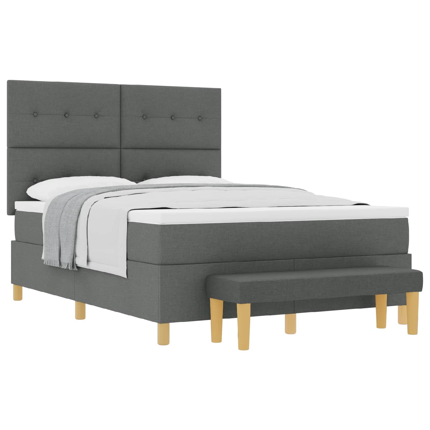 Boxspringbett mit Kopfteil Dunkelgrau 200 x 160 cm Stoff