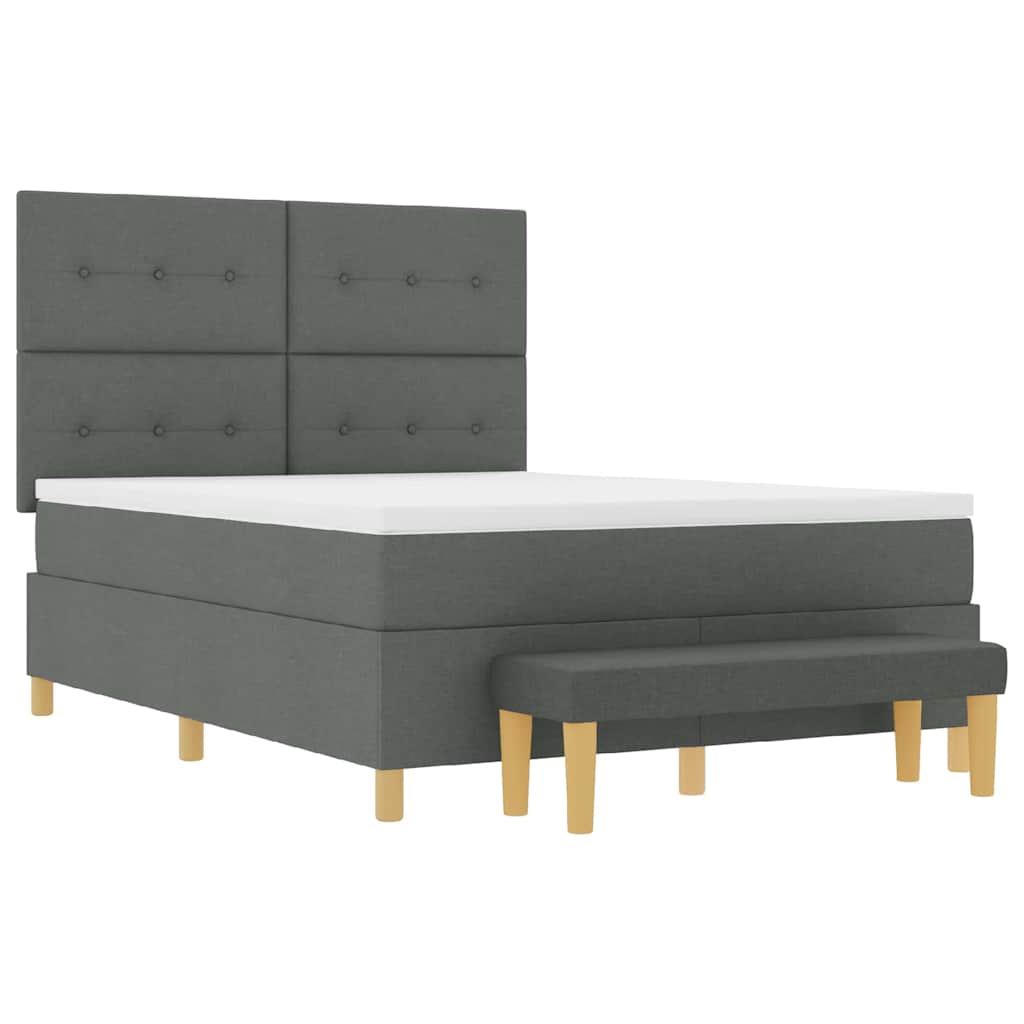 Boxspringbett mit Kopfteil Dunkelgrau 200 x 160 cm Stoff