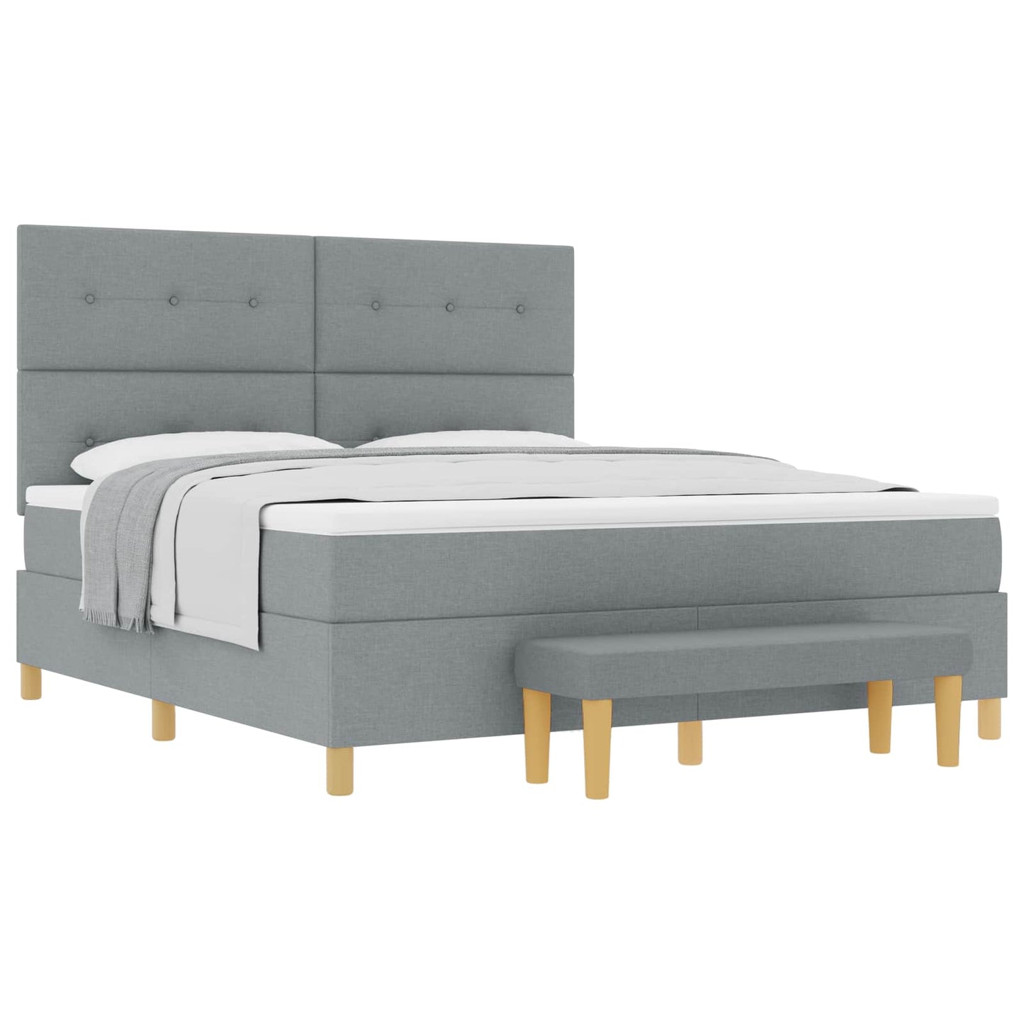 Boxspringbett mit Kopfteil Hellgrau 200 x 180 cm Stoff