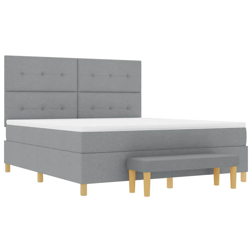 Boxspringbett mit Kopfteil Hellgrau 200 x 180 cm Stoff