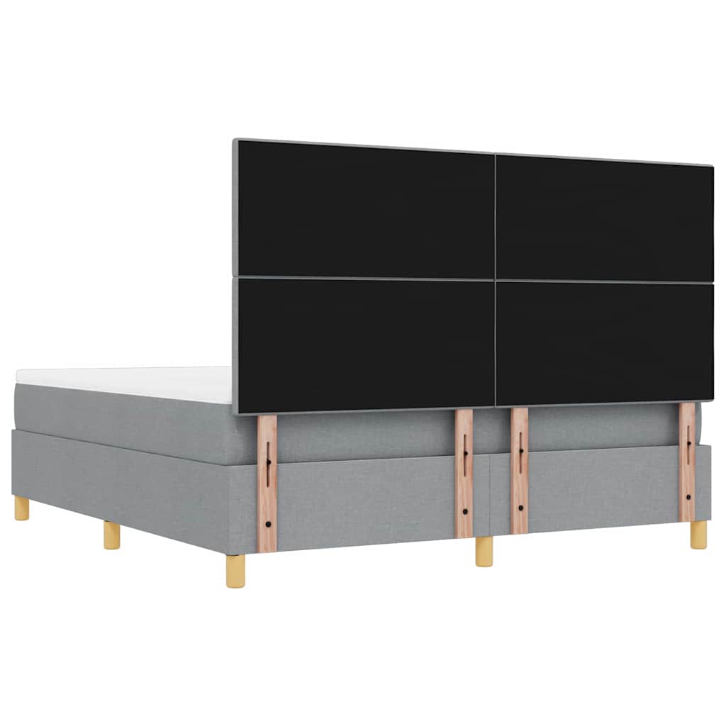 Boxspringbett mit Kopfteil Hellgrau 200 x 180 cm Stoff